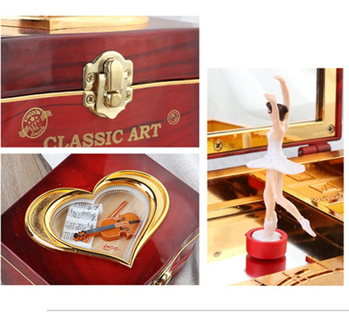 Imagen 3 de 12 de Caja De Música De Madera Caja De Música Antigua Marrón