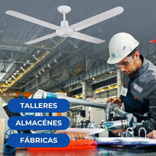 Ventilador De Techo Industrial Narvik 56'' Control Pared Cantidad De Aspas 4 Estructura Blanco Mate Aspas Blanco Mate Diámetro 56 Frecuencia 60 Hz Material De Las Aspas Aluminio