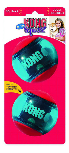 Kong Squezz Action Ball Largejuguete Pelota Perro Pack X2 Color Celeste