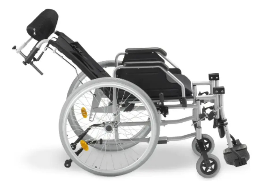 Cadeira de rodas reclinável alumínio dobrável D700 Dellamed tamanho 48 cm