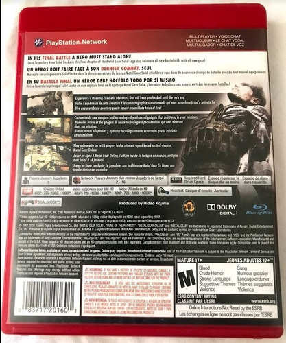 Juego Ps3 Metal Gs 4, Juego Físico