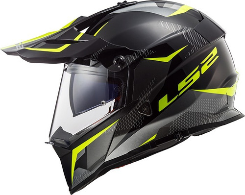 Casco Moto Ls2 Mx436 Pioneer Ring Negro Amarillo