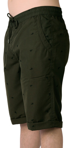 Med - Verde Militar - Bermuda Hombre Casual Recto Verde Giov