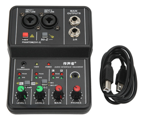 Mezclador De Tarjetas De Sonido 2 Canales Usb 48v Phantom Po