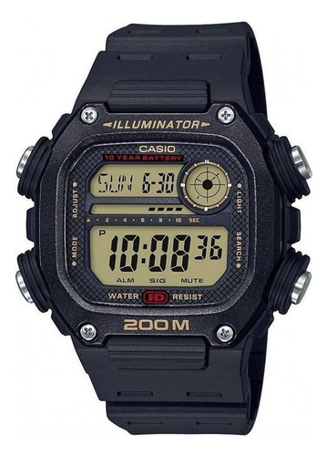 Reloj pulsera digital Casio DW-291 con correa de resina color negro - fondo beige