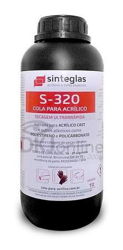 Cola Para Acrílico Cast S-320 Secagem Ultra Rápida 1 Litro