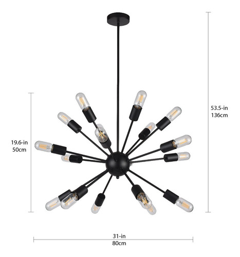 Lámpara Colgante 18 Led Andrómeda Empire Lighting Negro Mate