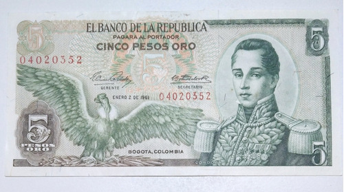 Billete De 5 Pesos Año 1961 Primera Fecha, No 8121