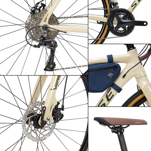 Bike Gravel 55' Freio Mecânico Versa Comp 2023 Creme Verde