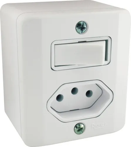 comprar Interruptor Com Tomada 10a Sistema X Caixa Sobrepor Externo Cor Branco
