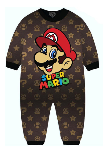 Macacão Pijama Super Mario Bros Infantil Nintendo Moletom