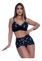 Comprar Top Doll  Pijama Feminino Baby Doll Suede Cropeed Com Renda