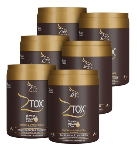 Kit 06 Máscara Ztox Capilar Profissional Zap 1kg