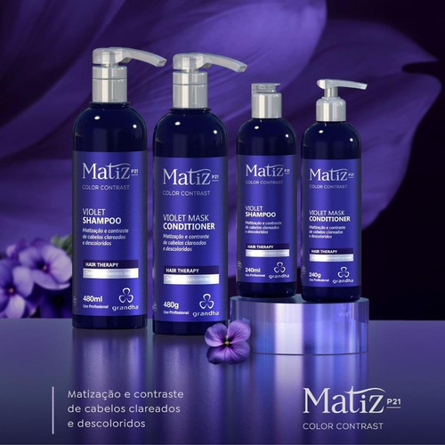 Combo Matizador Cond. E Shamp Cabelo Loiro 240 Ml Grandha