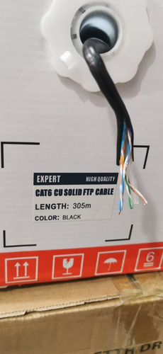 Cable Cat6 Ftp %100 Cobre Con Chaqueta Negro 305 Mtr 23awg