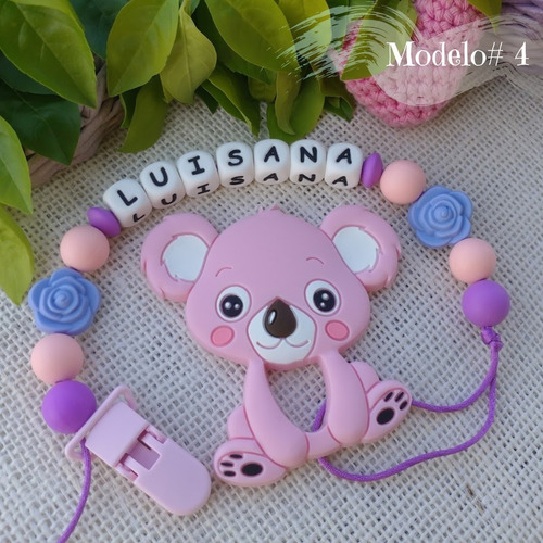 Porta Chupete Para Nena Personalizado Y Mordillo Koala