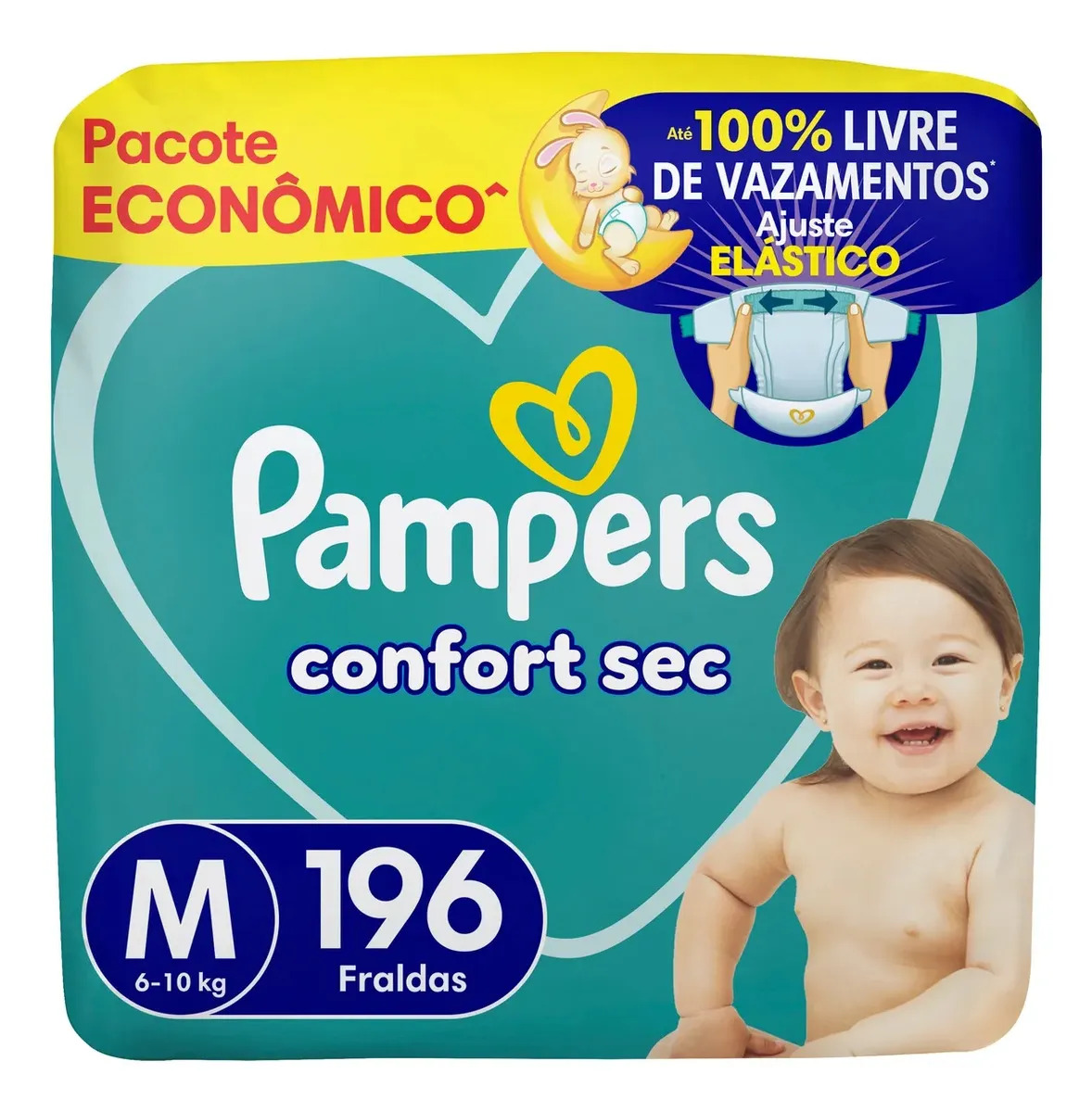 Fralda Pampers Confort Sec Tamanho M 196 Unidades