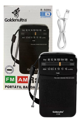 Radio Portátil Con Altavoz Y Conector Para Auriculares Am Fm Negro