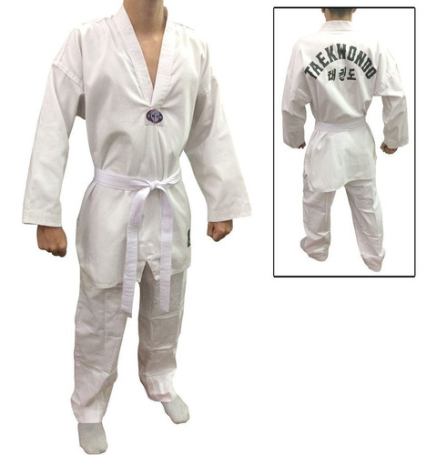 Uniforme Dobok Kimono Taekwondo Leve Brim Infantil Faixa Bra