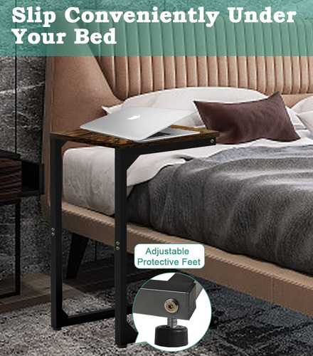 Mesa Auxiliar En C Para Sofá Y Dormitorio, Ideal Para Espaci
