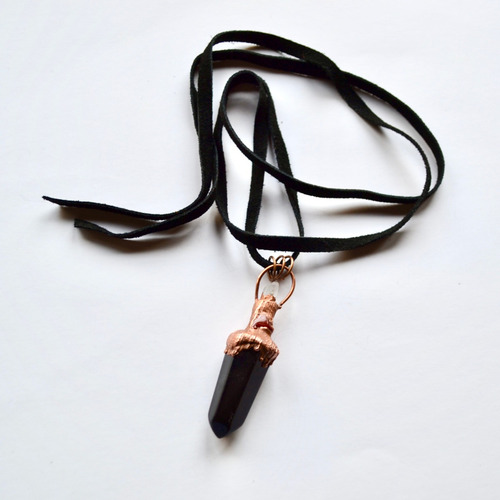 Imagen 3 de 8 de Collar Pendulo De Obsidiana, Jaspe Rojo Y Cuarzo, Cod1