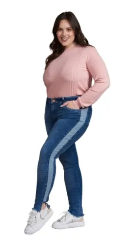 Jean Franja Lateral Chupin Mujer Pantalones Jeans Calzas