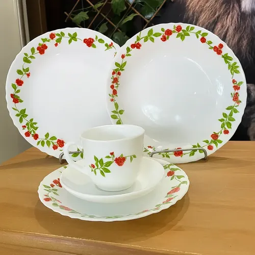 Aparelho De Jantar Chá 20 Peças Estampado Vidro Luxo Pratos