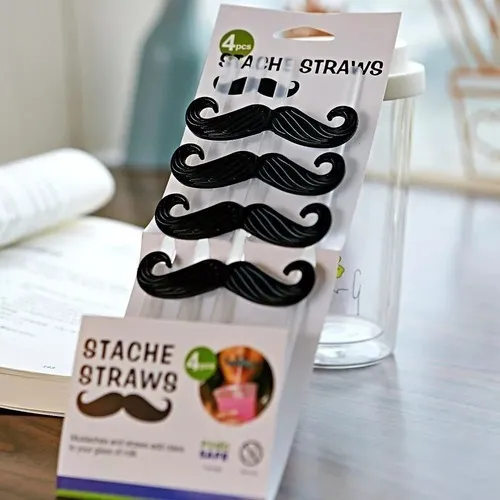 Sorbete Pajitas X 4 Reutilizable Bigotes Mostacho Diseño