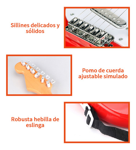 Guitarra Eléctrica De Juguete Para Niños De 4 A 16 Años, Roj