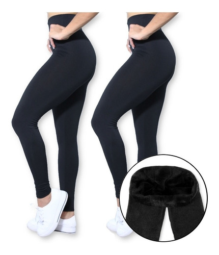Imagem 1 de 5 de Kit 2 Calças Legging Felpada Térmica Para Frio