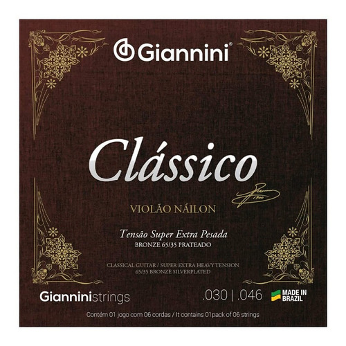 Encordoamento Giannini Violão 030 65/35 S. Pesado Genwsxpa