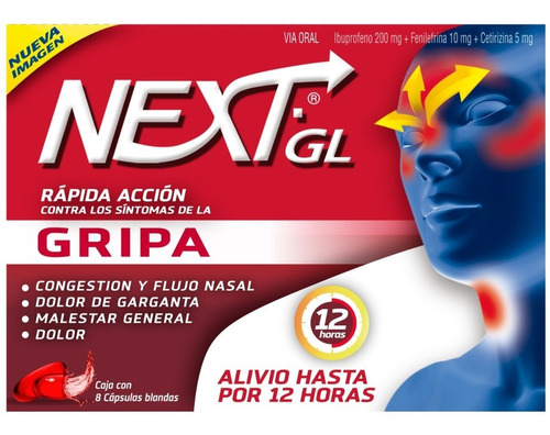 Next Ibuprofeno Gripa X 8 Cápsulas - Unidad a $2027