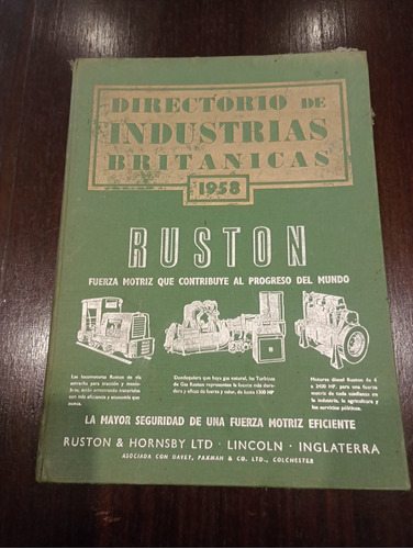 Antiguo Catalogo Ruston Año 1958 Unico Motor Locomotora (Usado)