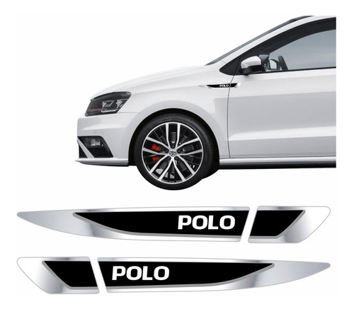  Emblema Adesivo Volkswagen Vw Polo Resinado Cromado Aplique Lateral Res23 Fgc