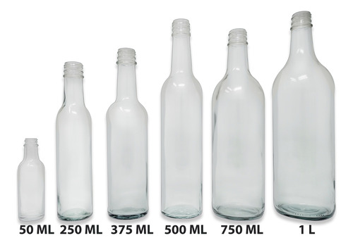Mini Botella Vidrio 50ml (12 Piezas) Tapa Aluminio Bebidas