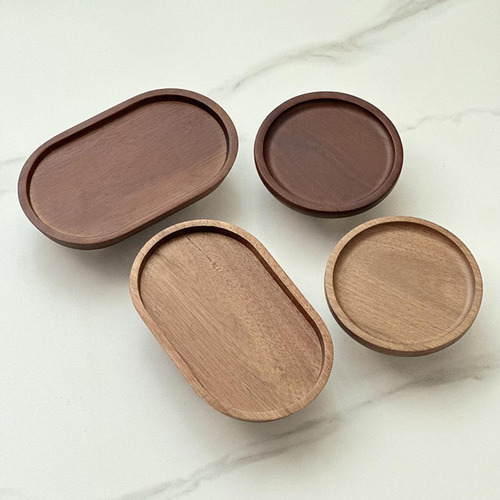 Bandeja De Madera Para Servir, Pedestal De 12x20x5cm Marrón