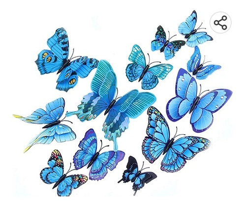Mariposas Decorativas 3d !!! 12 Piezas Alas Dobles !