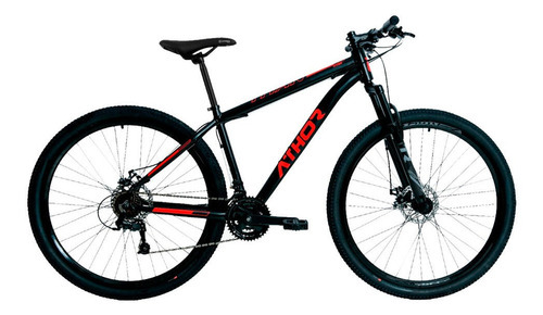 Bike Aro 29 Mtb Athor Titan Aluminio Leve 21v Freio A Disco Cor Preto/Vermelho Tamanho do quadro L