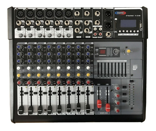 Consola Mixer Sanrai Pmm10s 10 Canales Usb/sd Profesional Bt