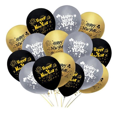 Globos Para Fiesta De Fin De Año, Mxnyv-004, 4 Kits, 10 Glob Color Multicolor NewDecorBall