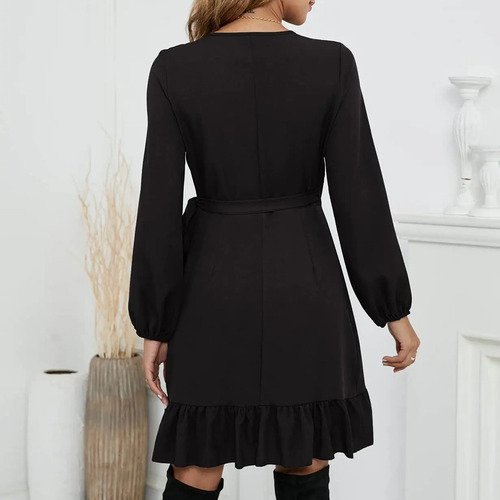 Mz Vestido De Manga Comprida Com Decote Em V E Alças Soltas