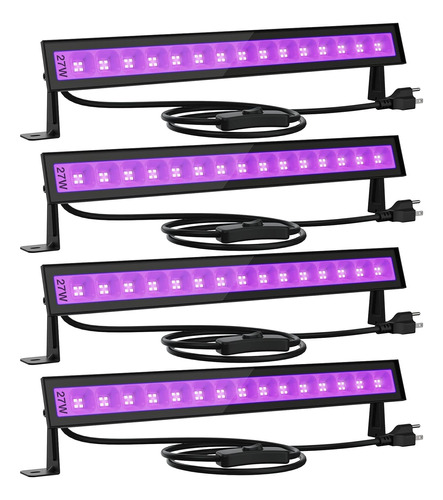 Paquete De 4 Barras De Luz Led Negra De 24 W Enchufe E ...