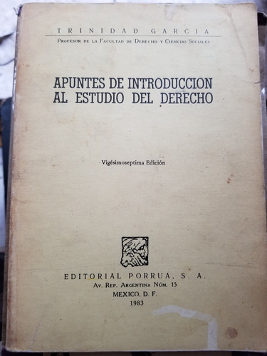 Apuntes De Introducción Al Estudio Del Derecho 27.a Edición 