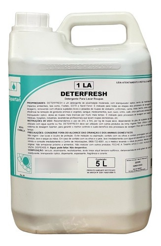 Detergente Lavar Roupas Deterfresh Spartan 5l C/ Branqueador