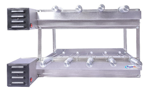 Parrilla doble giratoria de 9 pinchos, color motor del lado izquierdo