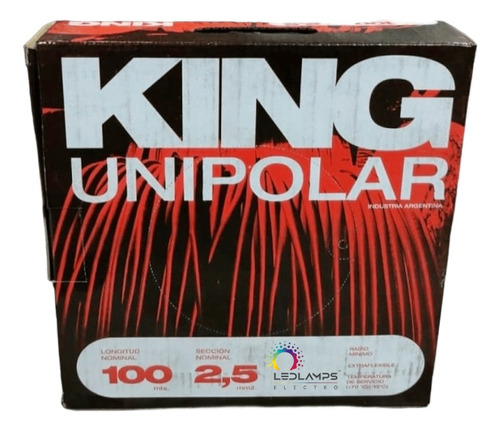 Cable Unipolar King 2.5mm 100mts Flexible Economico Rojo