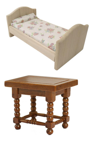 1:12 Dollhouse Coffee End Table & Bed Modelos Muebles De