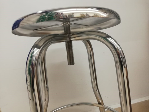 Banco Fijo Giratorio Cromado Sin Ruedas Estructura Cromo Asiento Cromo