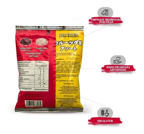 Imagen 3 de 5 de Gomitas, Dulce Típico Japonés Sabor Limón-cola Y Litchi