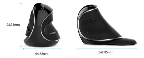 Mouse Ergonómico Vertical Inalámbrico Delux M618Plus Color Negro